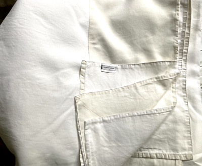 THE WHITE COMPANY - 100 % weißes & elfenbeinfarbenes Leinen-Flachbettlaken. Größe: 102''x105''