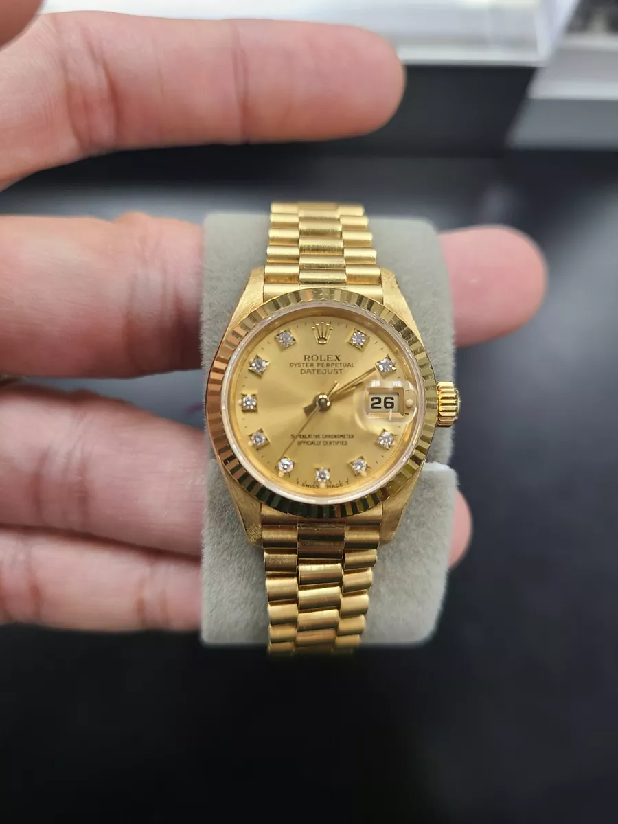 Rolex Datejust 18k Yellow Gold Factory Diamonds Ladies 26mm Watch