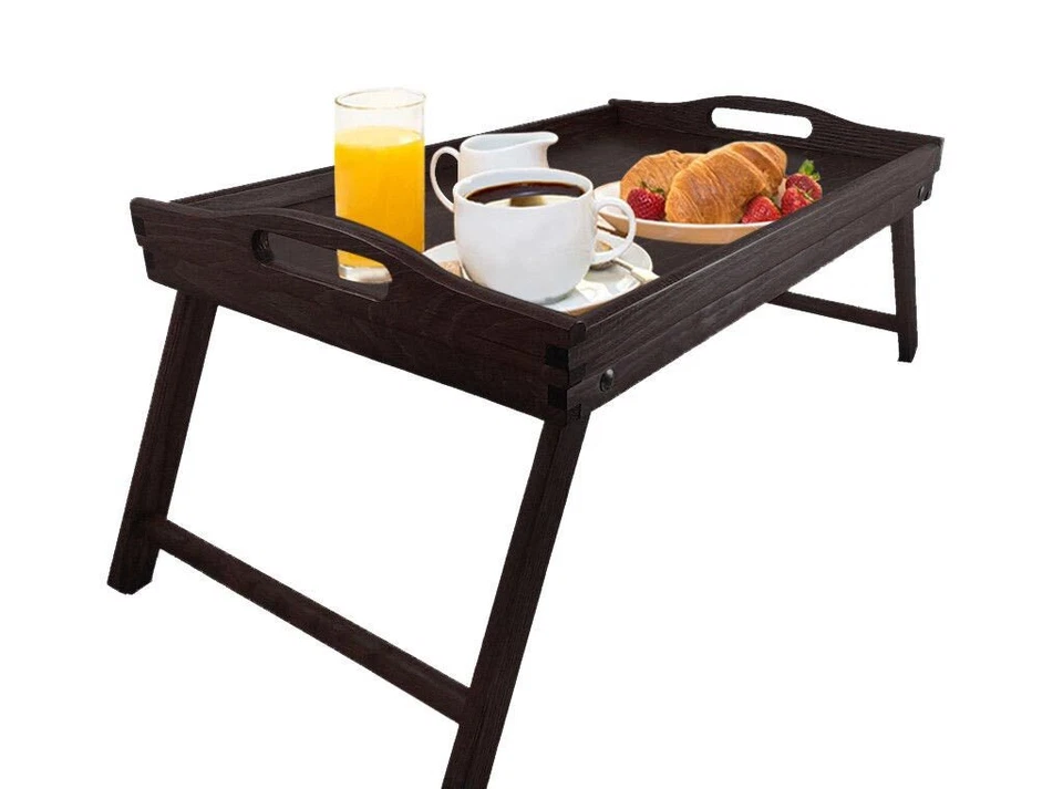 Betttablett dunkel 50x30 Serviertablett Tablett Frühstückstablett Holz Lackiert - Bild 2 von 4