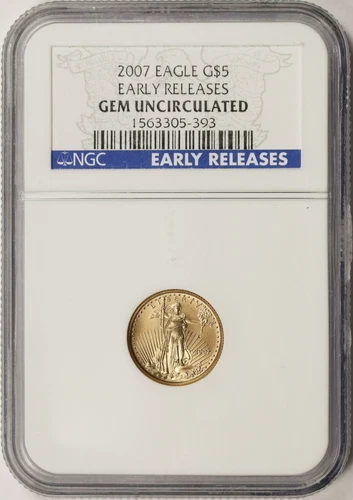 2007 $5 Gold 1/10 oz American Eagle NGC Gem Uncirculated Early Releases