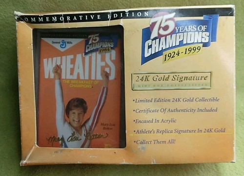 WHEATIES 24K GOLD SIGNATURE WHEATIES BOX 75 YEARS OF CHAMPIONS MARY LOU RETTON