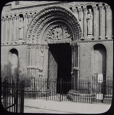Glas Magic Lantern Slide ROCHESTER CATHEDRAL NO3 DOORWAY C1890 PHOTO ENGLAND