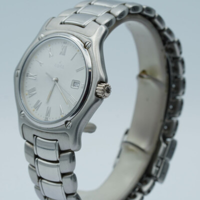 EBEL 1911 HERREN UHR STAHL 36MM TOP ZUSTAND ORIG. STAHL ARMBAND 987902 WEISS