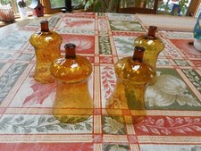Set of 4 Vintage Home Interior HOMCO AMBER Pegged HONEYCOMB VOTIVE CUPS Unused