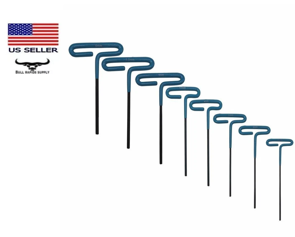 Steel T-Handle Hex Key 24 Piece Set SAE/Metric/Torx Color Coded Non-Slip Handles - Image 3 of 4