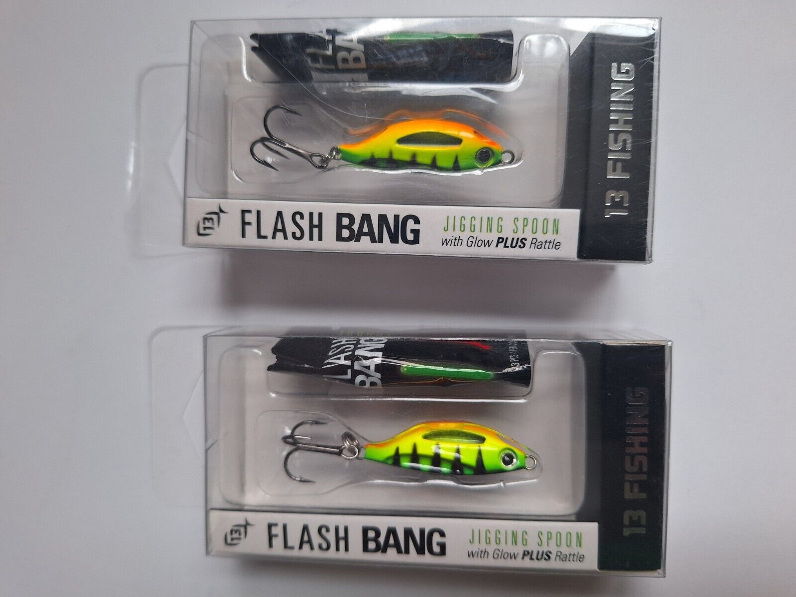 13 Fishing Flash Bang Jigging Spoon w/Glow + Fire tiger F 1-1/2 Lot Of 2 -  Conseil scolaire francophone de Terre-Neuve et Labrador