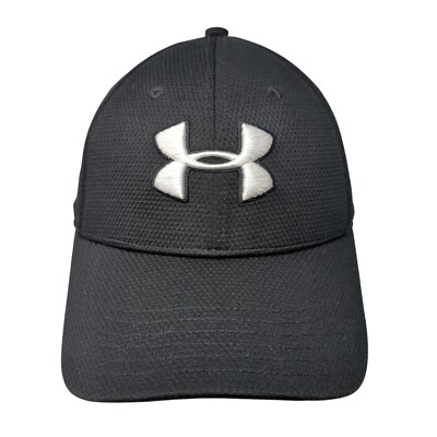Under Armour Fitted Hat Black M/L Embroidered Vented Holes 6 Panel Polyester