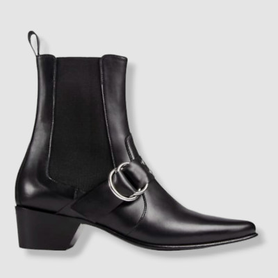 $895 Pierre Hardy Women's Black Roxy Leather Buckle Chelsea Boot Shoes Size 37.5