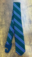 Brooks Brothers Green Tie With Navy  Blue Stripes 100 Silk Men's Necktie 57"