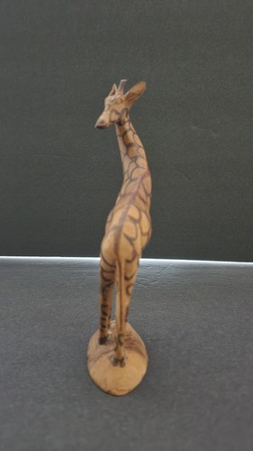 Ancienne figurine statue girafe en bois sculpté à la main 8" - Photo 4/4