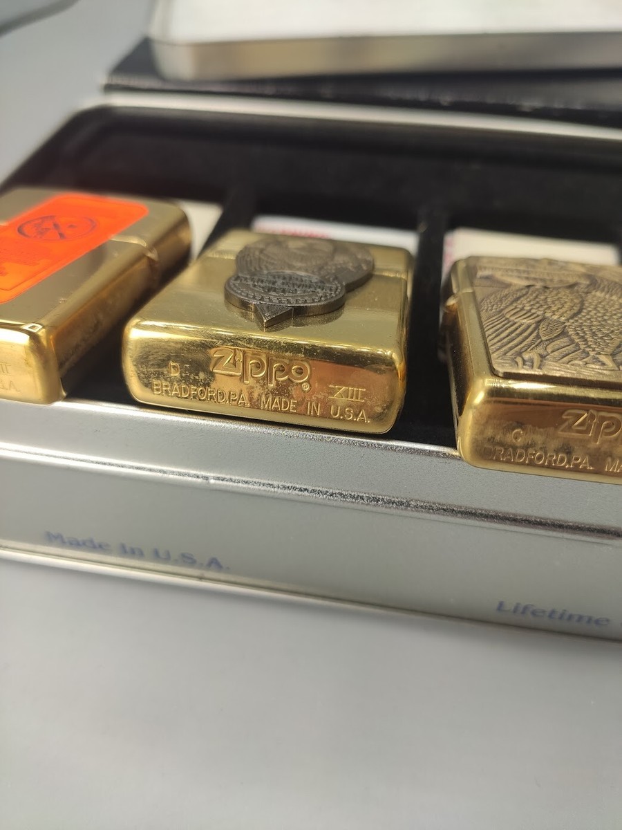 ZIPPO 真鍮製 ハワイ大学ハーレーダビットソンのセット売り ZIPPO 真鍮製 ハワイ大学ハーレーダビットソンのセット売り