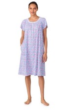 Women s Aria Nightgown Floral Raglan Sleeve Smocked Neck Cotton 5X 30W-32W NEW