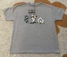 Kids Youth Medium Gray Delta S  more  s Making Camping Raccoon Tee