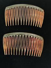 Vintage 1980s Goody USA 3  Side Hair Combs Brown Faux Tortoise