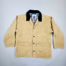 Lifes Adventures DASH Flannel Lined Jacket Sz L Chore Barn Coat Velvet Collar