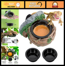 Magnetic Reptile Feeding Ledge with 2 Cups, Gecko Food Dish  Water Bowl for Ter