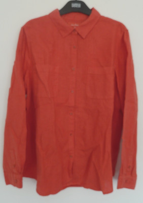 Seasalt Linen Shirt 16 BNWOT Regular Tomato Red Hazel Branch Shirt Immaculate