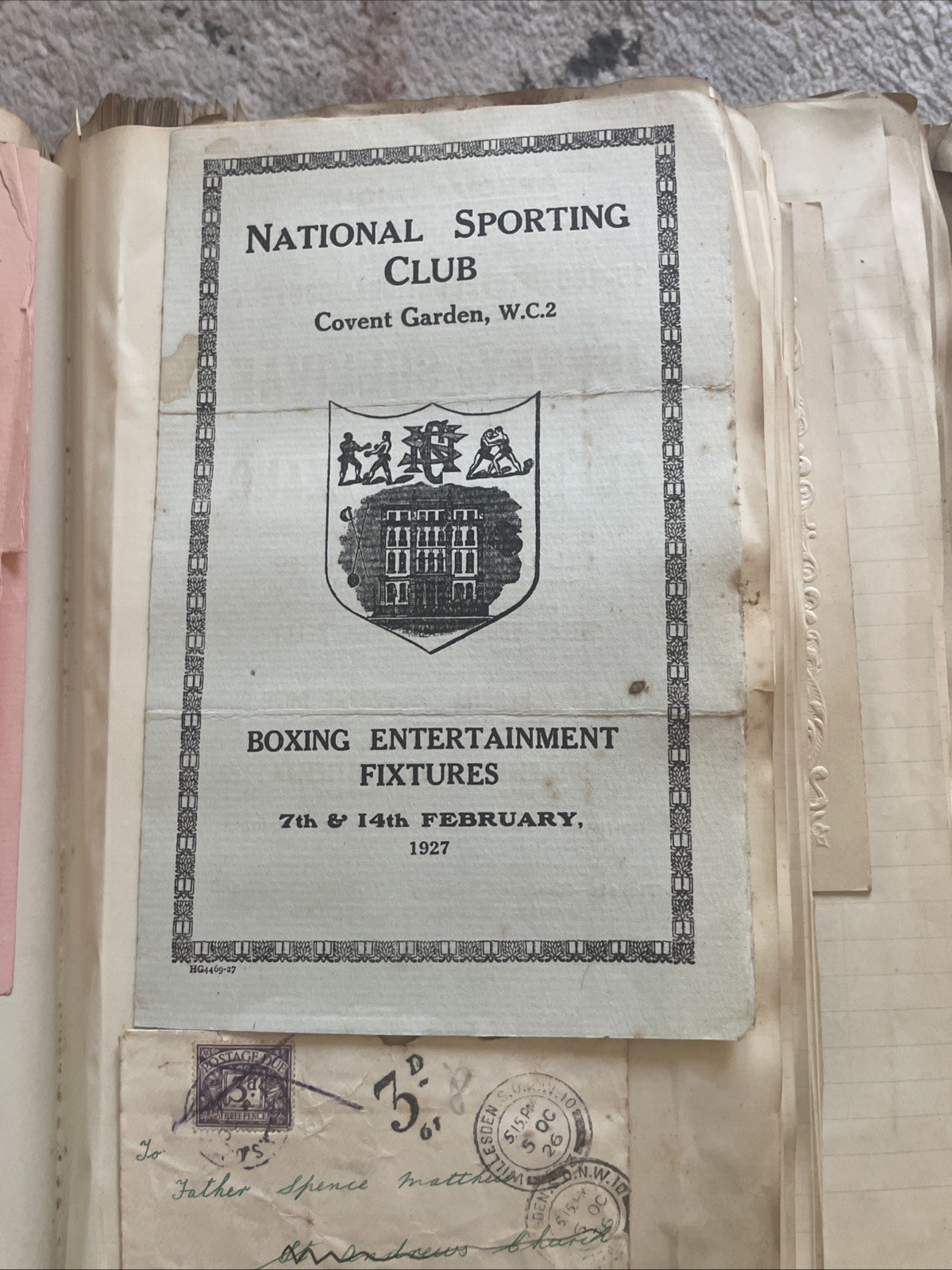National Sporting Club Covent Garden Boxing Entertainment Fixtures 1927