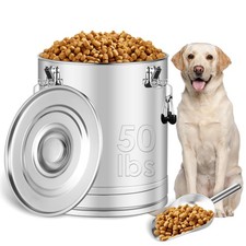 Stainless Steel Dog Food Storage Container,50LB/55LB Airtight Dog Food Storag...