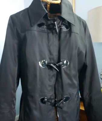 Nautica Womens Black  Lined Long Sleeve Full Zipped Pockets Rain Jacket medium 