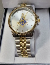 Watch Wrist battery operated w/ Square & Compass on the face Masonic Mason 3135