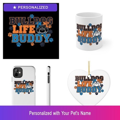 Custom Bulldog Paw Print Gift Set Shirt Mug Phone Case Ornament Personalized