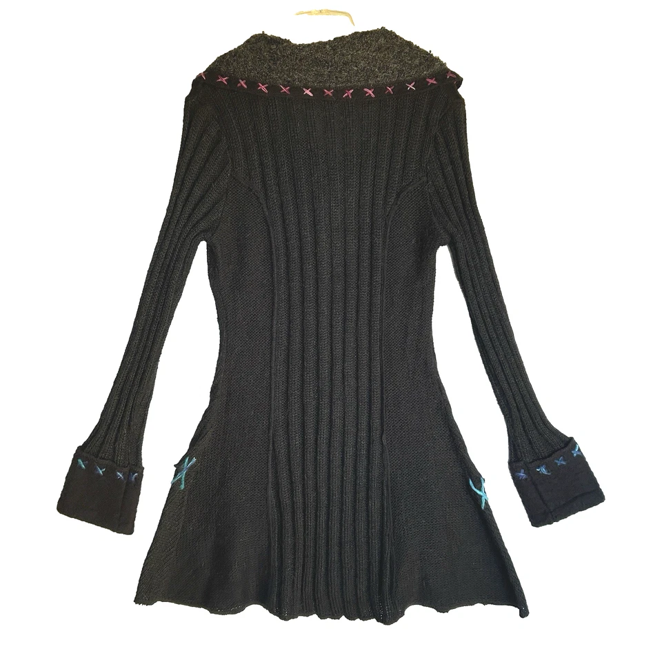 Vintage Y2k Milano Whimsigoth Cardigan XS Sally Skellington Duster Sweater Dress - Image 3 of 4