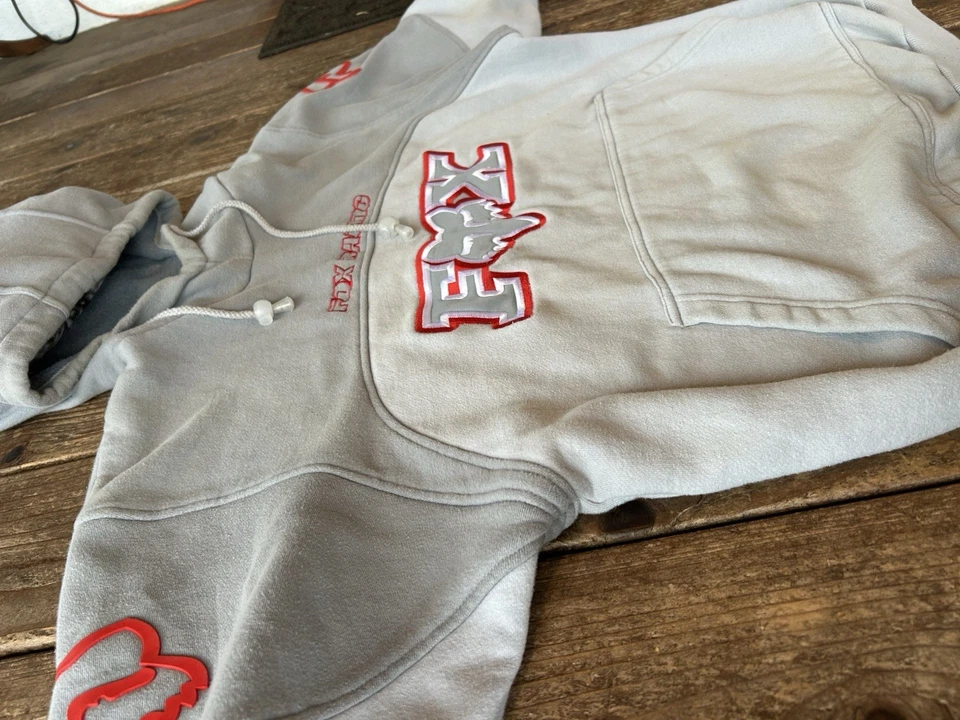 Vintage Y2K Fox Racing Two Tone Heavyweight Pullover Hoodie Sweatshirt Size L - Image 4 of 4