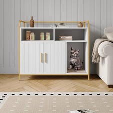 Hidden Litter Box Furniture Enclosure Cat Litter Cabinet End Table w/Side Entry