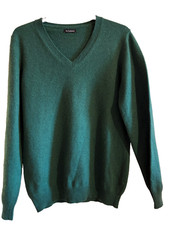 MONOPRIX pull degriffé en cachemire col v vert foncé taille S / M