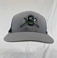 S Double Crossed Bats Logo Baseball Cap Fitted Hat Mesh Back LG/XL Gray OSFM