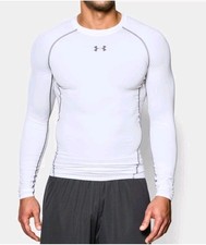 Under Armour HeatGear Compression Shirt Mens White Long Sleeve Base Layer Sz- S