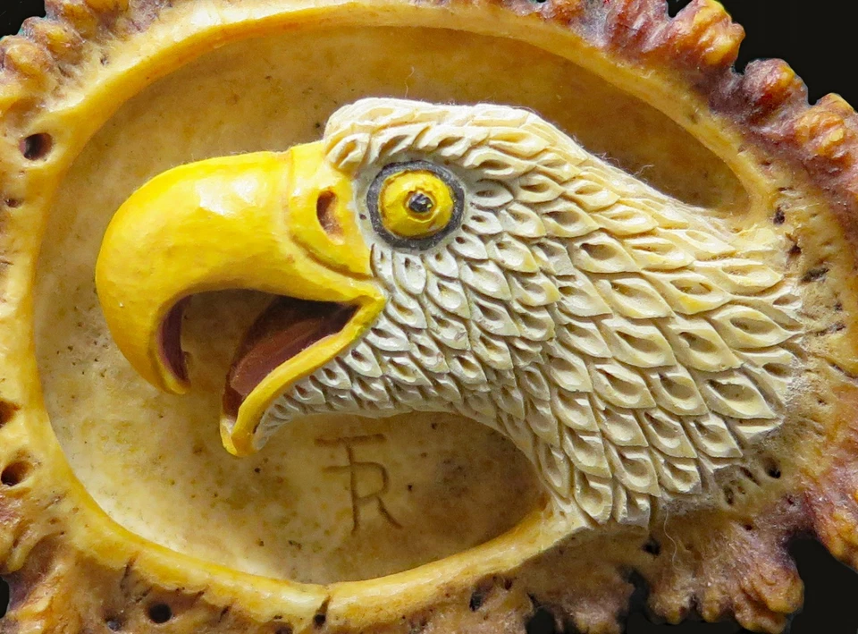 American Bald Eagle Antler Burr Handcrafted Signed Art Vintage Belt Buckle - Image 3 of 4