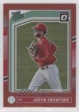 2024 Panini Donruss Optic Rated Prospects Red Prizm 64/99 Justin Crawford 1m8f