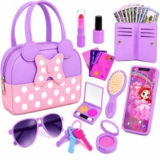 Pretend Play Purse for Little Girls, Purse with Pretend Makeup Toys for Toddl...