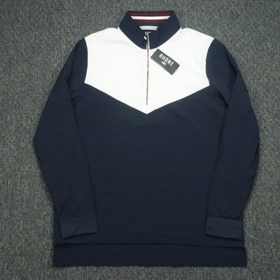 Rhone Pullover Mens Large Blue White Play Through Quarter Zip Windbreaker NWT