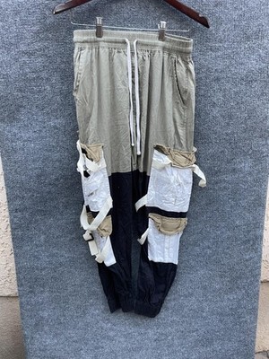 mnml Pants Mens Medium Multi Color Cargo Joggers Strapped Patchwork Streetwear
