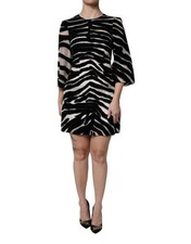 Dolce & Gabbana Black White Zebra A-line Sheath Mini Women's Dress Authentic