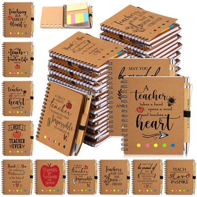 Spiral Notebook Watercolor Journal Bamboo Pens Teacher Gift Glenmal Sets
