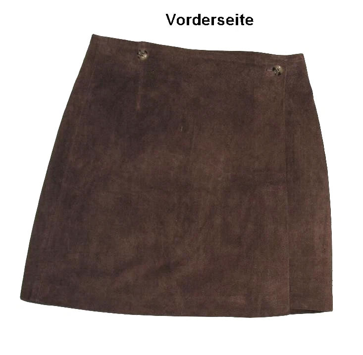 kurzer Velours- LEDERROCK / Wickel- Rock in dunkel-braun in Gr. M  ca. 38