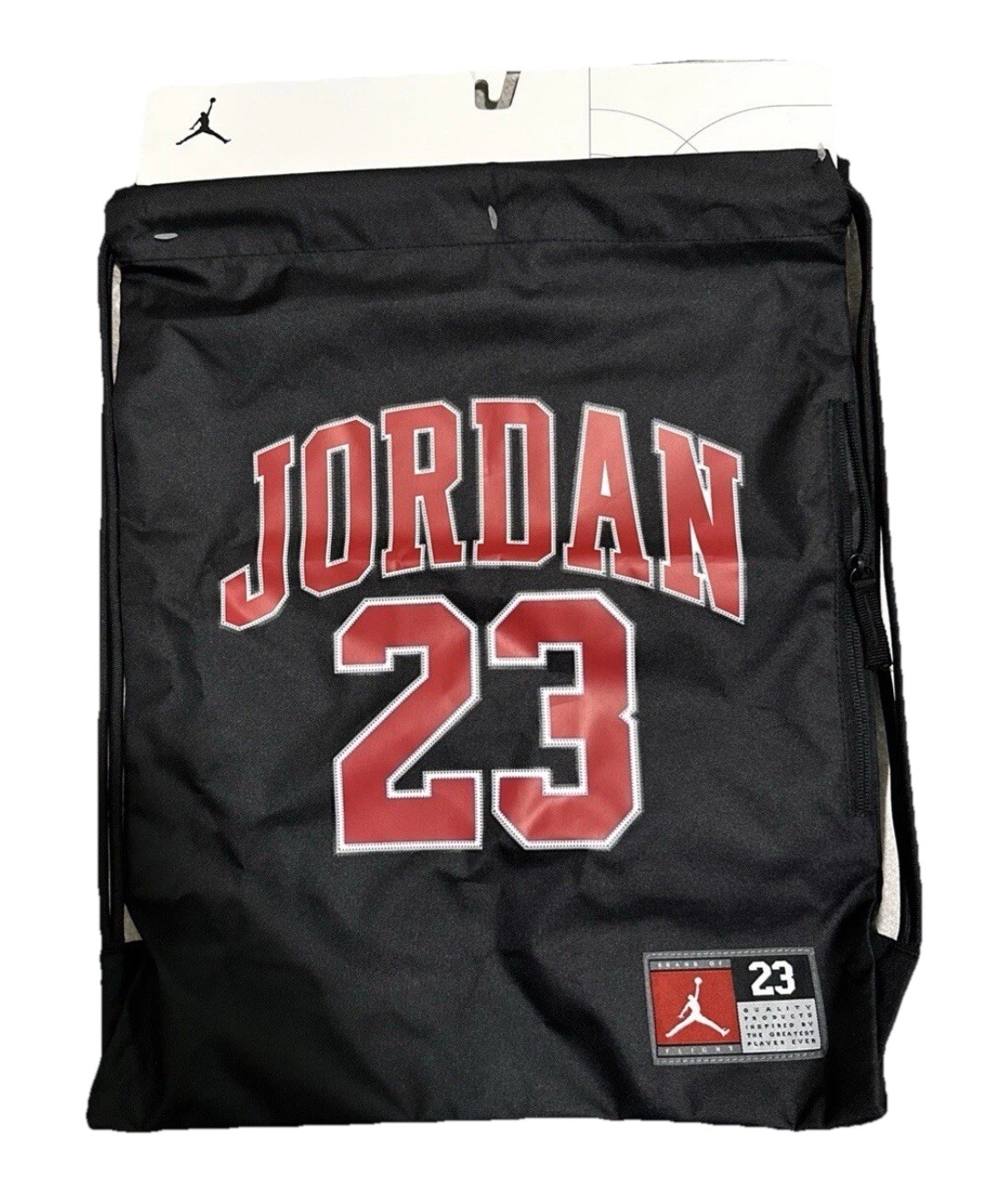Nike Air Jordan Gym Sack Bag Drawstring Black Backpack 23 Jersey Black Red Bulls
