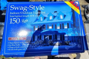 4 Boxes - Holiday Time Swag Style Indoor Outdoor Christmas String Lights 10 Foot
