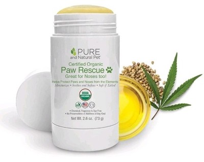 Pure and Natural Pet Certified Organic Paw Rescue balm for dogs.