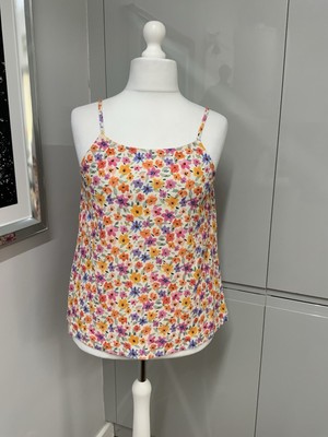 Tu Damen Top Größe 14 Blumenmuster bunt ärmellos Sommer Urlaub