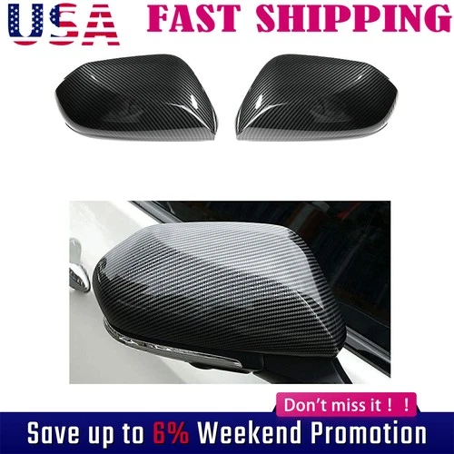 Side Mirror Cover Trim Overlay For 2018-2022 Toyota Camry Carbon Fiber Black Dhd