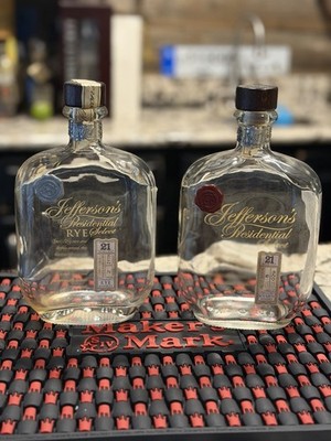 Jefferson's Presidential Select Rye & Bourbon 21 Year Empty Liquor Bottles
