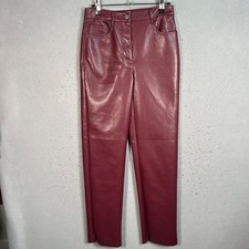 Wilfred Burgundy Faux Leather High-Waisted Straight-Leg Pants Womens Size 2