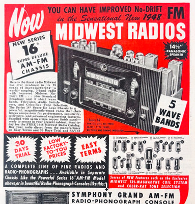 1948 Midwest Radio Series 16 Super Deluxe Advertisement Vintage Electronic F15T3