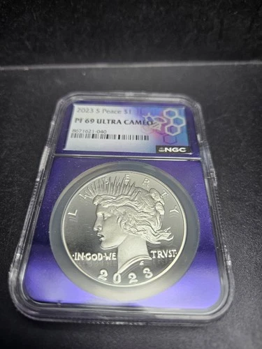 2023 S Silver Peace Dollar Purple Core  NGC PF69 Ultra Cameo Traderbea