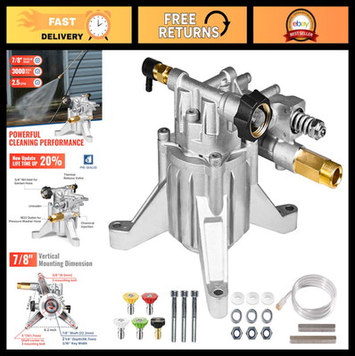 #ad 7 8quot; Shaft Vertical Pressure Washer Pump 3000 PSI 2.5 GPM Replacement for Power $100.99